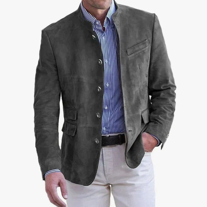 Henrik | Herre Slim Fit Blazer Med Stående Krave Og Knapper