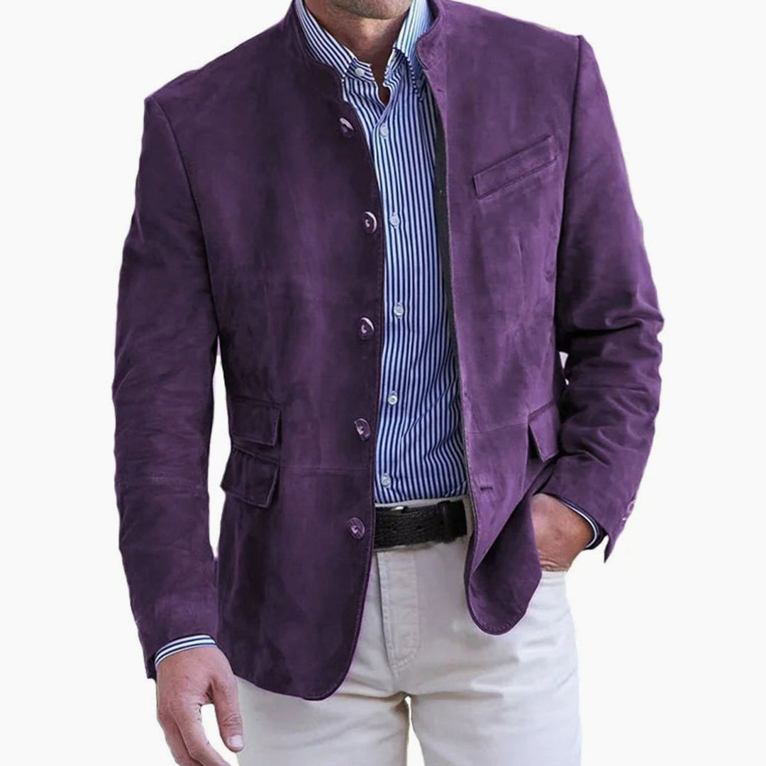 Henrik | Herre Slim Fit Blazer Med Stående Krave Og Knapper