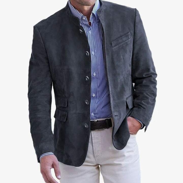 Henrik | Herre Slim Fit Blazer Med Stående Krave Og Knapper