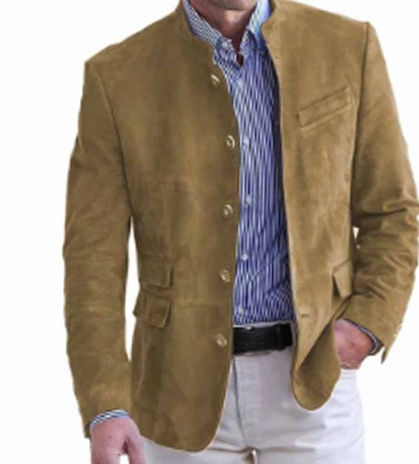 Henrik | Herre Slim Fit Blazer Med Stående Krave Og Knapper