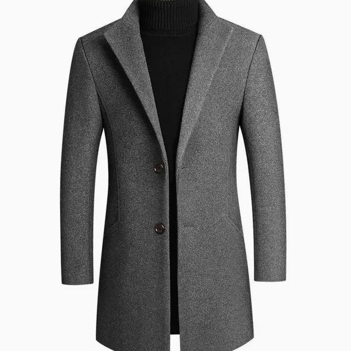 Valdemar | Herre Uldfrakke Med Notch-Lapel Og Slim Fit