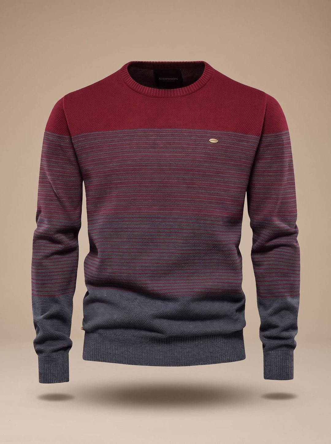 Morten | Herre Strikket Pullover Med Striber Og Rund Hals