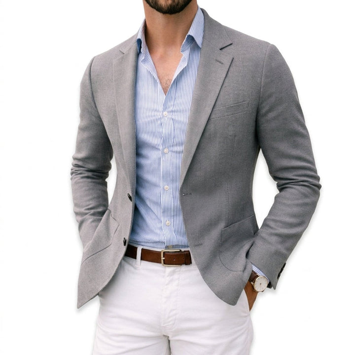 Casper | Herre Tailored Blazer Med Notch Lapel Og Strikket Finish