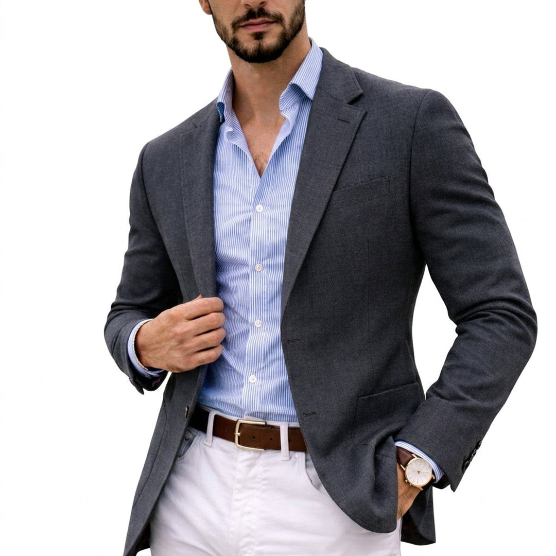 Casper | Herre Tailored Blazer Med Notch Lapel Og Strikket Finish