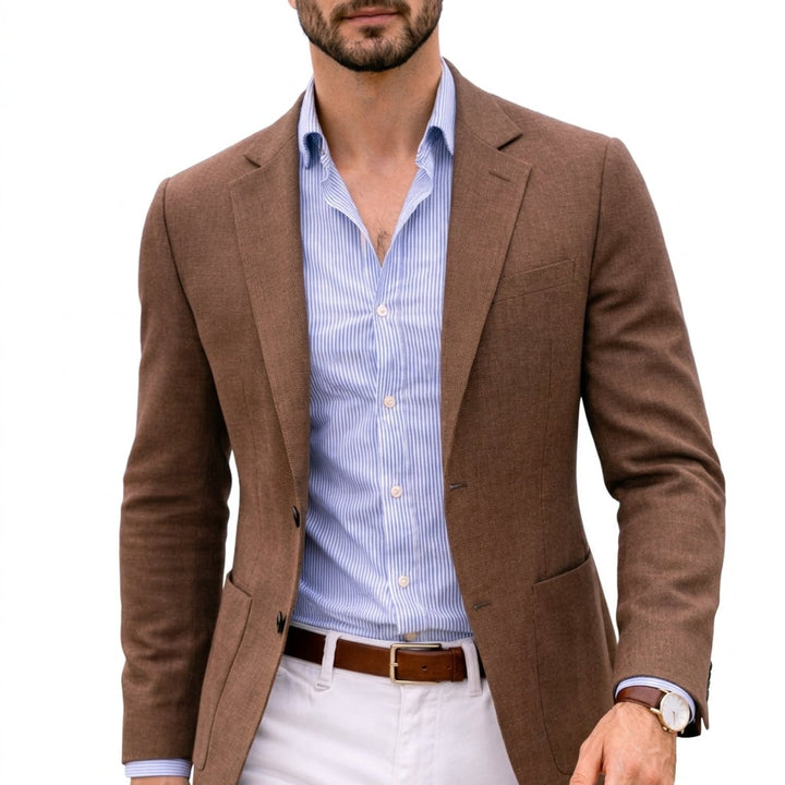 Casper | Herre Tailored Blazer Med Notch Lapel Og Strikket Finish