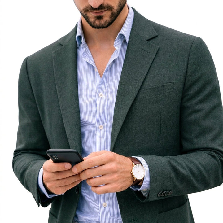 Casper | Herre Tailored Blazer Med Notch Lapel Og Strikket Finish
