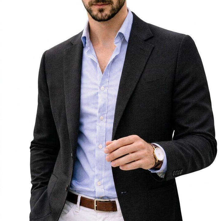 Casper | Herre Tailored Blazer Med Notch Lapel Og Strikket Finish