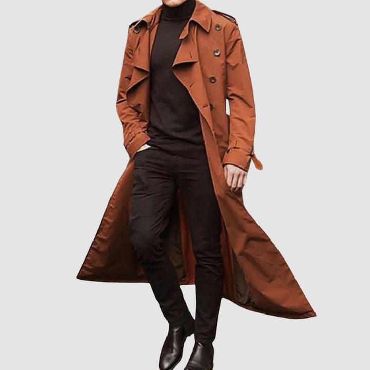 Nikolaj | Herre Vintage-Inspireret Trenchcoat Med Dobbeltspændt Knapper Og Lang Silhuet