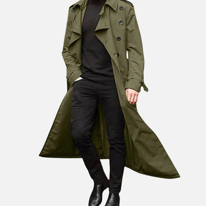 Nikolaj | Herre Vintage-Inspireret Trenchcoat Med Dobbeltspændt Knapper Og Lang Silhuet