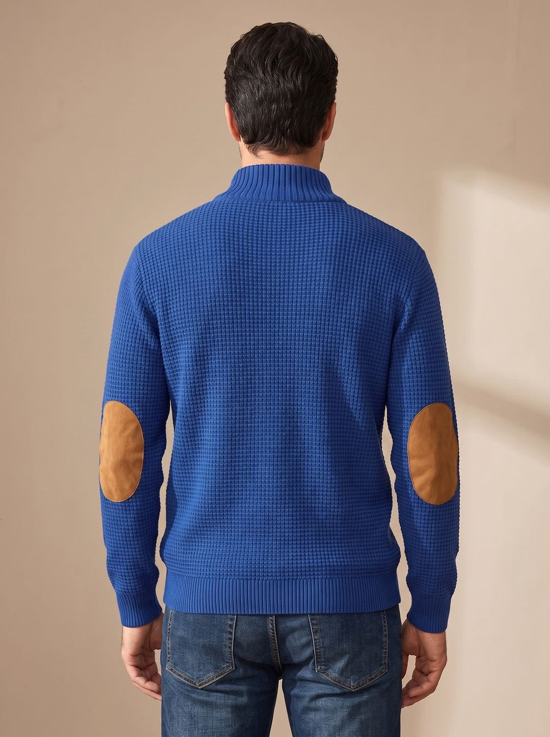 Viggo | Herre Vaffelstrikket Pullover Med Knappekrave