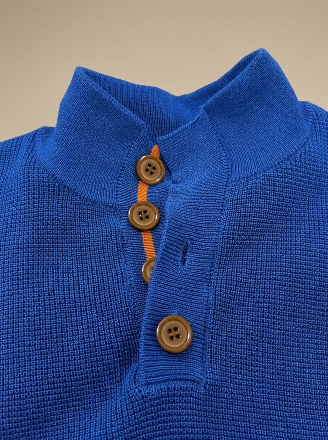 Viggo | Herre Vaffelstrikket Pullover Med Knappekrave