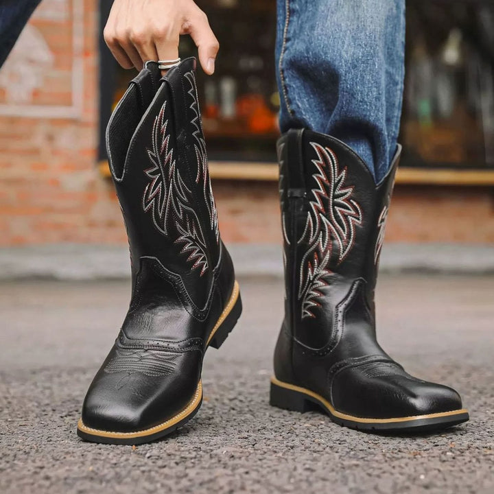 Otto | Herre Western Cowboystøvler Med Broderi Og Firkantet Tå