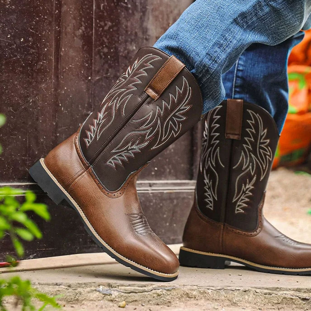 Otto | Herre Western Cowboystøvler Med Broderi Og Firkantet Tå