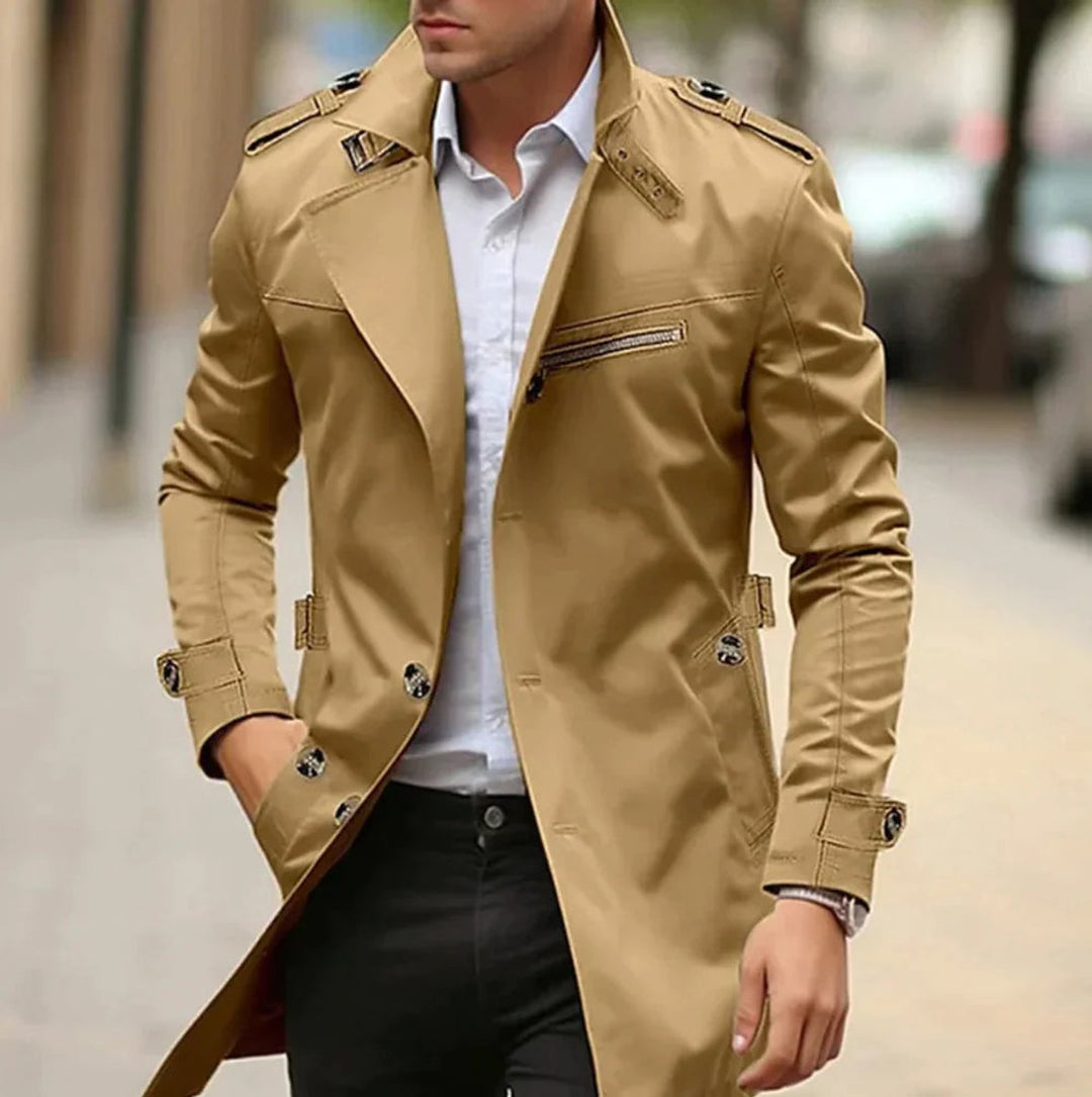 Henrik | Herre Uld Trenchcoat Med Slim Fit Og Dobbeltrækkede Knapper