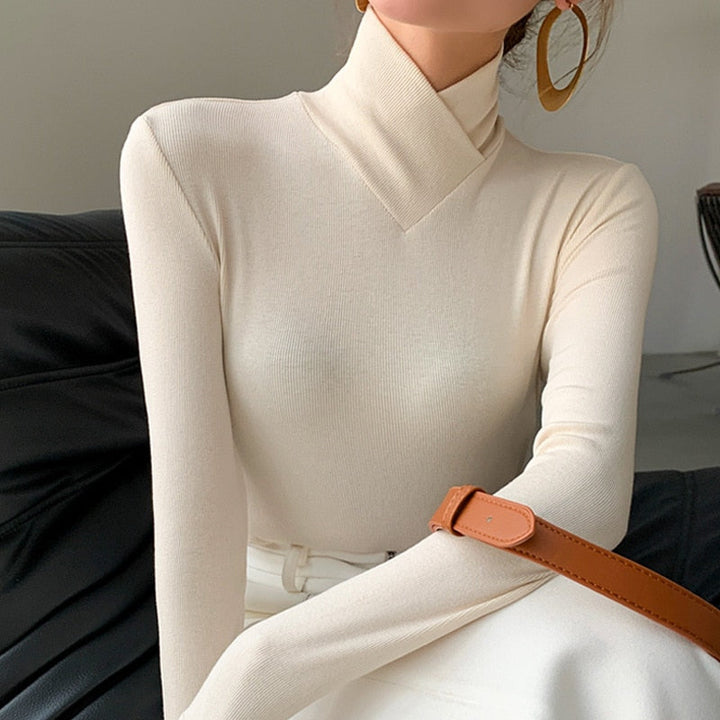 Kristine | Dame Elegant Mock Neck Top Til Forår