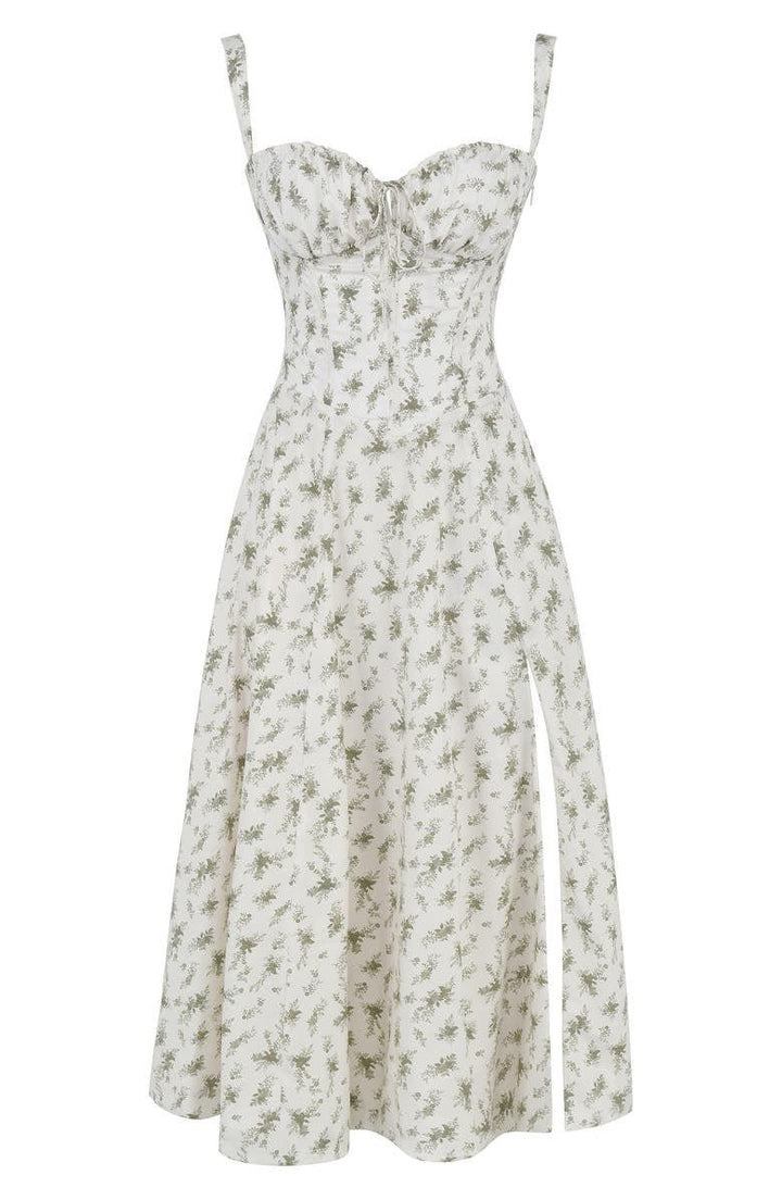 Stine | Dame Midi Kjole Med Blomsterprint Og Korset Detalje