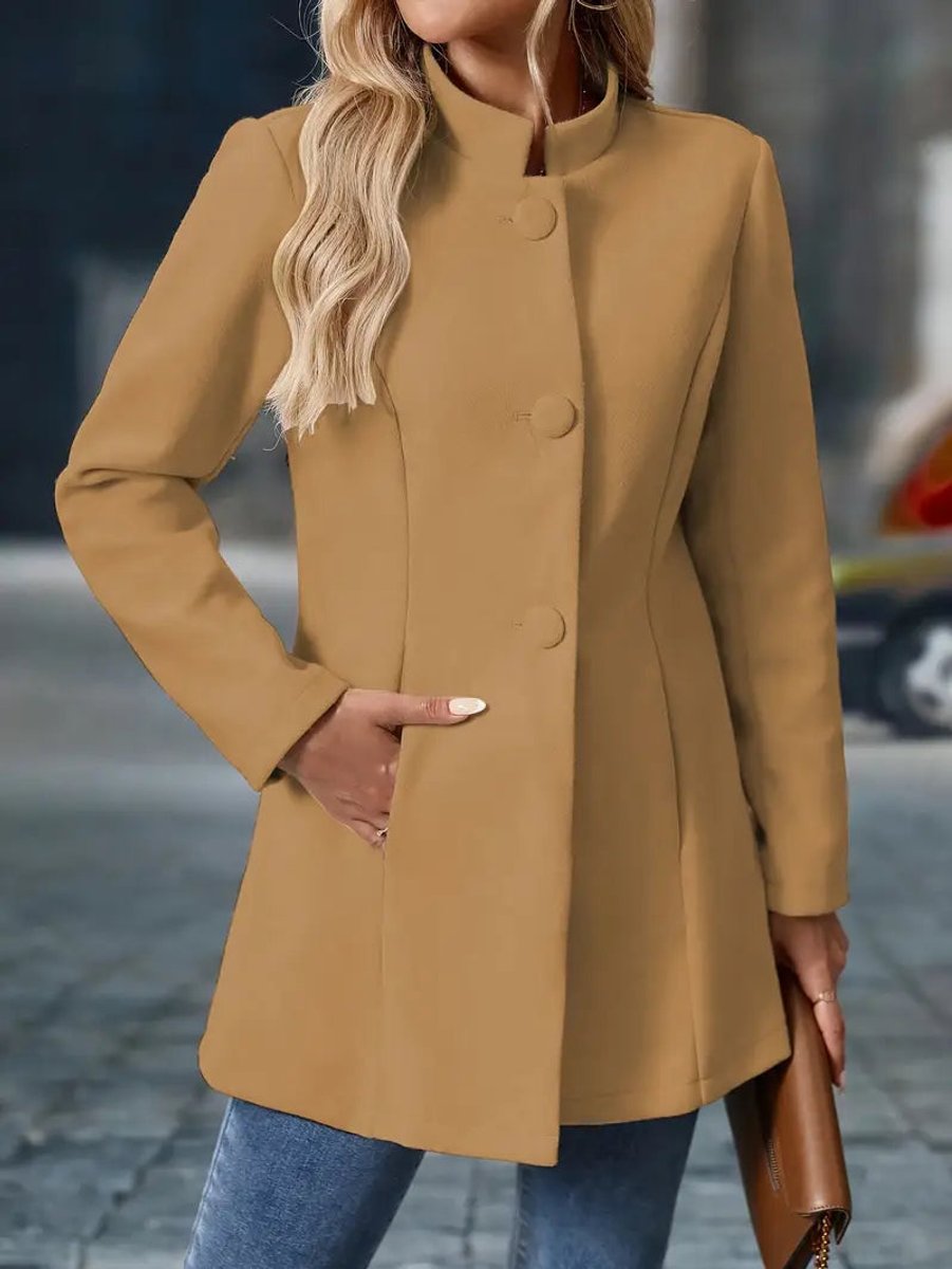 Lone | Dame Longline Blazerjakke Med Ståkrave Og Knapdetaljer
