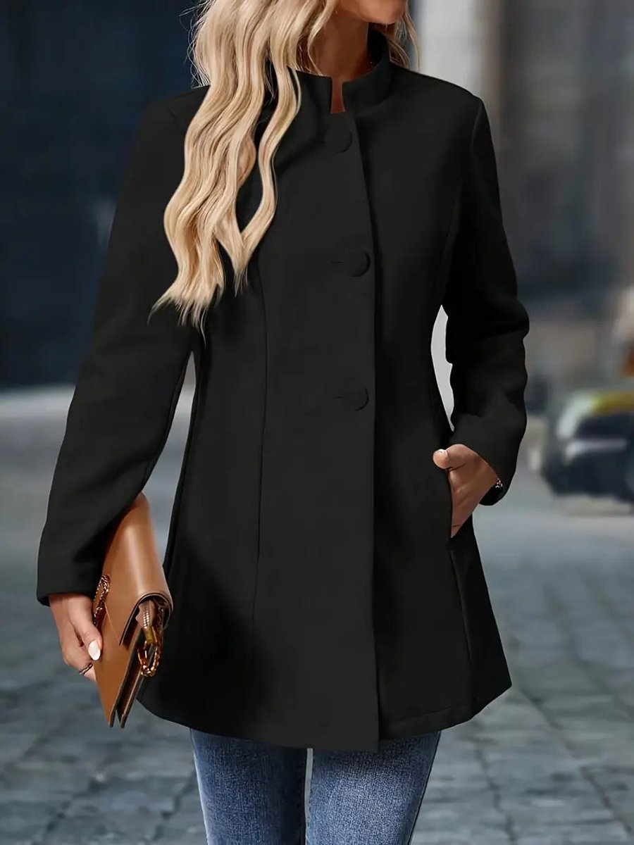 Lone | Dame Longline Blazerjakke Med Ståkrave Og Knapdetaljer