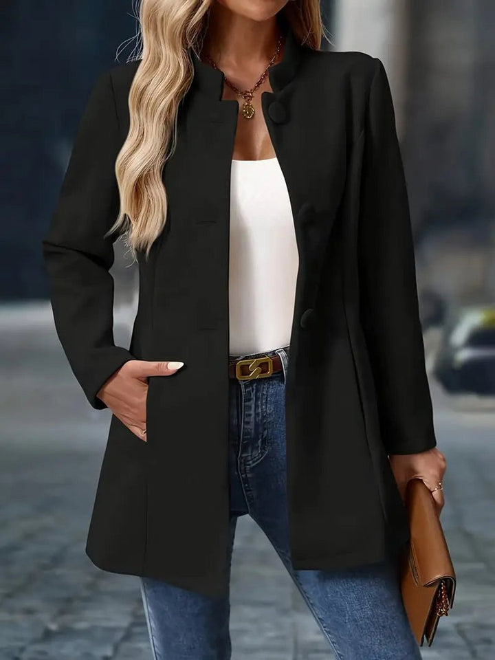 Lone | Dame Longline Blazerjakke Med Ståkrave Og Knapdetaljer