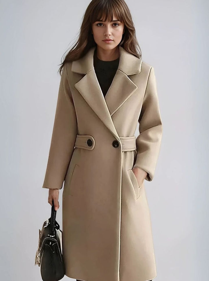 Tove | Dame Tailored Longline Frakke Med Notch Revers Og Bælte