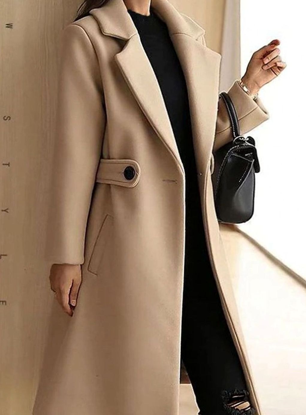 Tove | Dame Tailored Longline Frakke Med Notch Revers Og Bælte