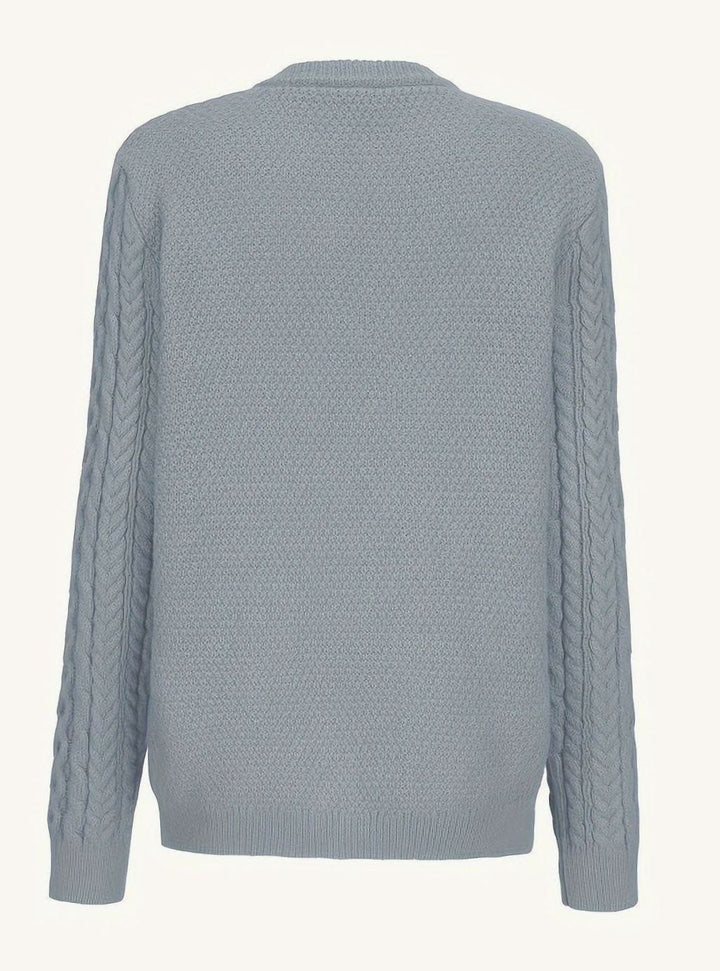 Jytte | Dame Løs Cardigan Med Kabelstrik Og Knaplukning