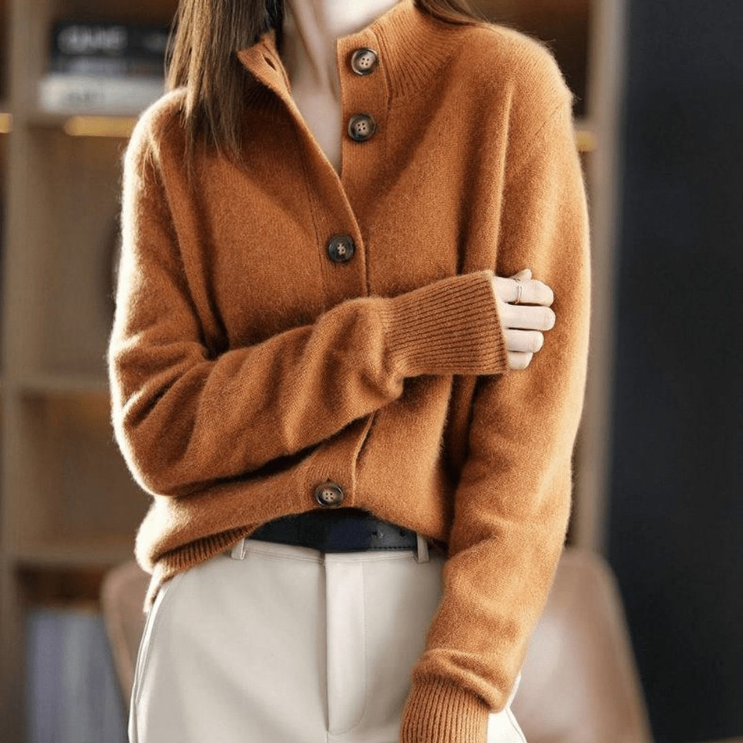 Astrid | Dame Knit Cardigan Med Knapper Og Ribkrave