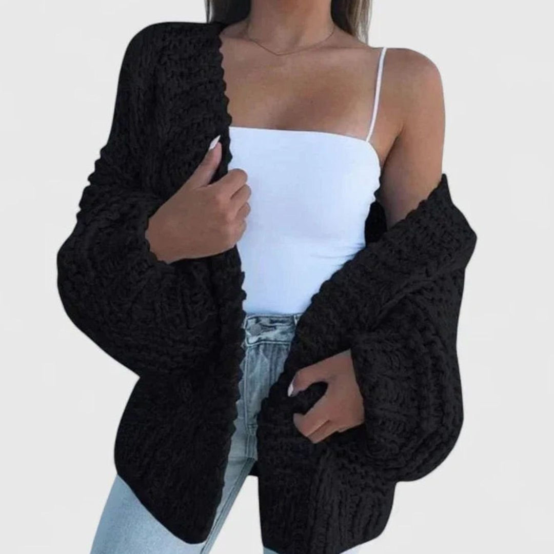 Merete | Dame Chunky Strik Cardigan Med Åben Front Og Oversize Snit