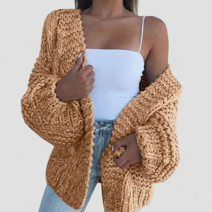Merete | Dame Chunky Strik Cardigan Med Åben Front Og Oversize Snit