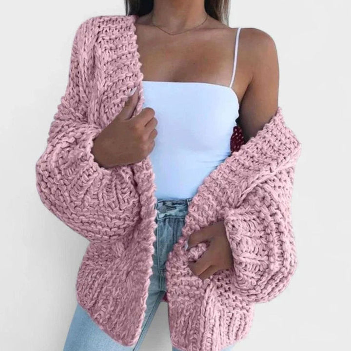 Merete | Dame Chunky Strik Cardigan Med Åben Front Og Oversize Snit