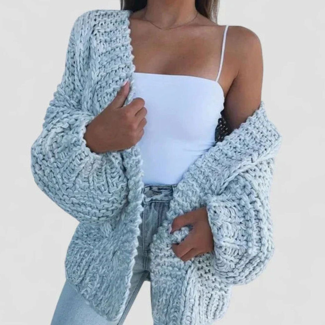 Merete | Dame Chunky Strik Cardigan Med Åben Front Og Oversize Snit