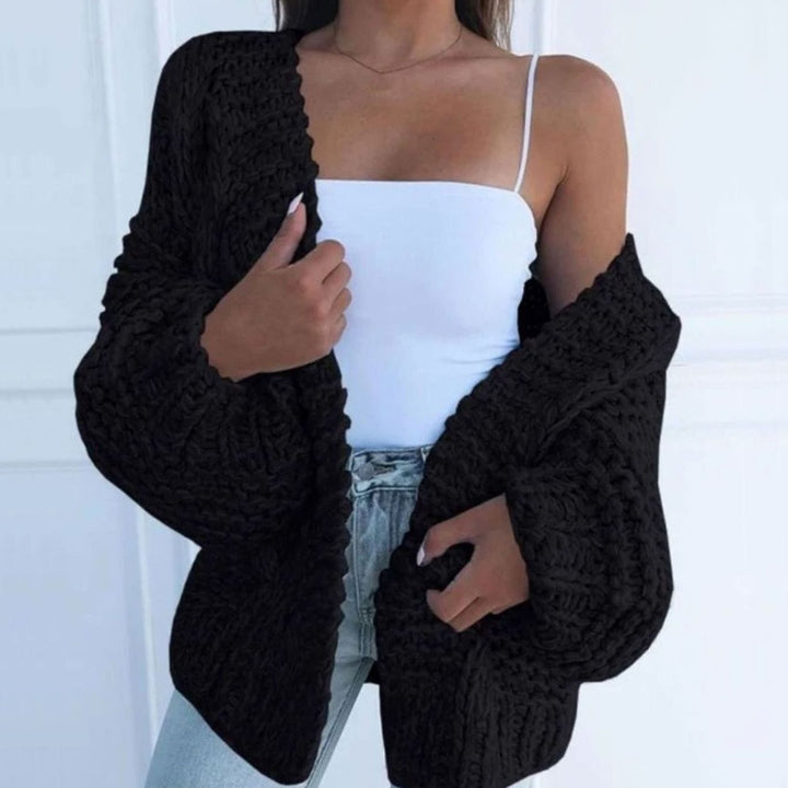 Merete | Dame Chunky Strik Cardigan Med Åben Front Og Oversize Snit