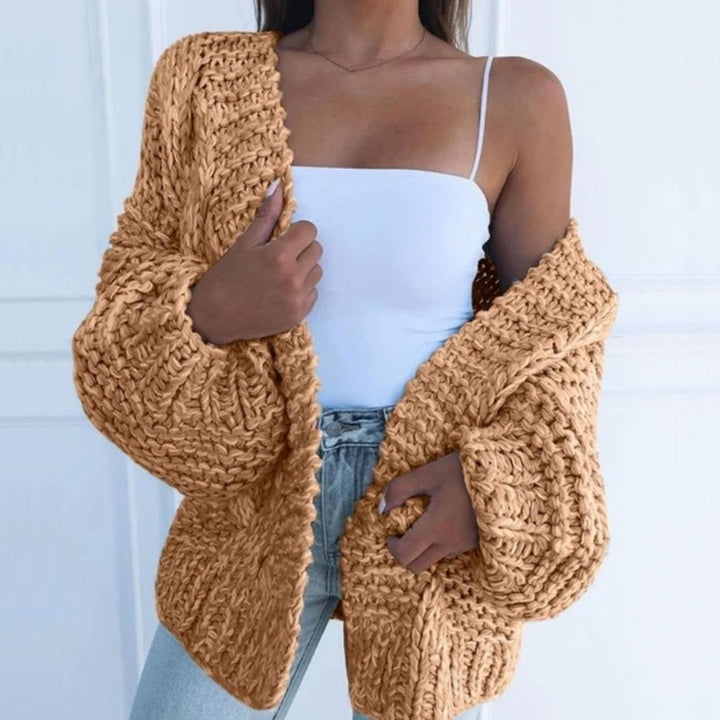 Merete | Dame Chunky Strik Cardigan Med Åben Front Og Oversize Snit