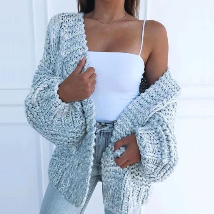 Merete | Dame Chunky Strik Cardigan Med Åben Front Og Oversize Snit