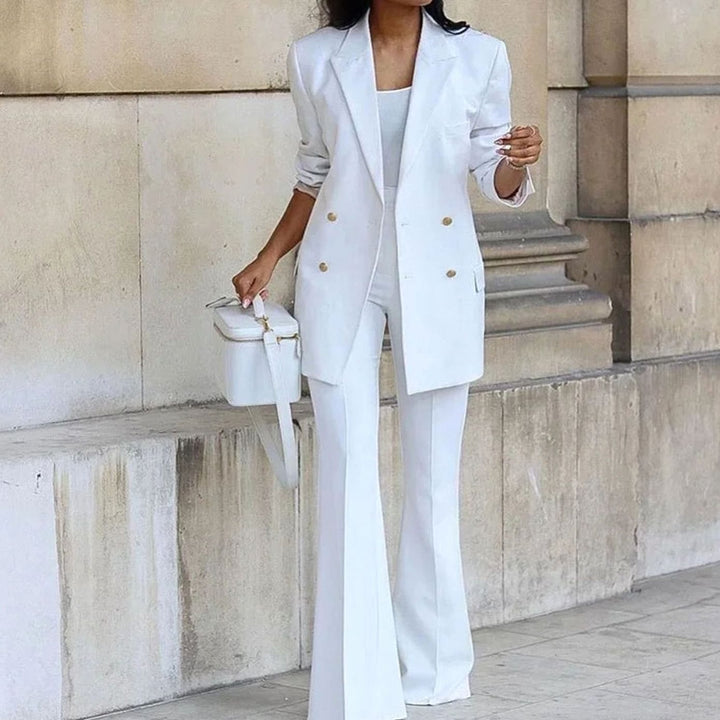 Clara | Dame Dobbeltspændt Tailored Blazer Med Flared Bukser