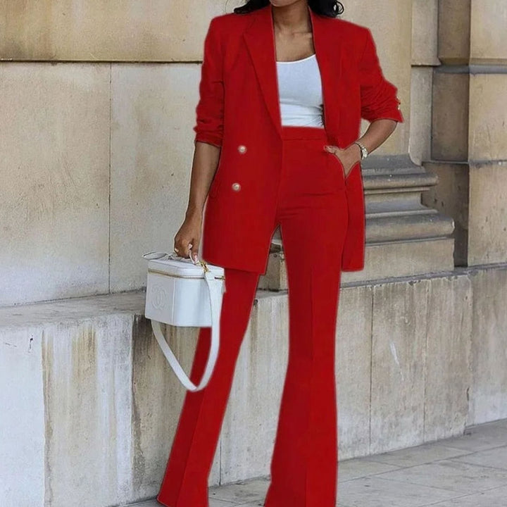 Clara | Dame Dobbeltspændt Tailored Blazer Med Flared Bukser