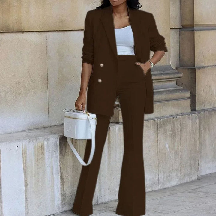 Clara | Dame Dobbeltspændt Tailored Blazer Med Flared Bukser