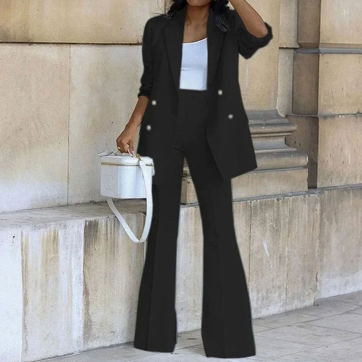 Clara | Dame Dobbeltspændt Tailored Blazer Med Flared Bukser