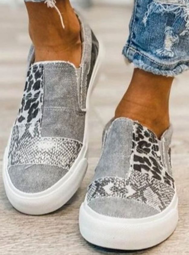 Pernille | Dame Slip-On Sneakers Med Low-Top Og Dyreprint