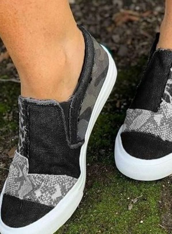 Pernille | Dame Slip-On Sneakers Med Low-Top Og Dyreprint