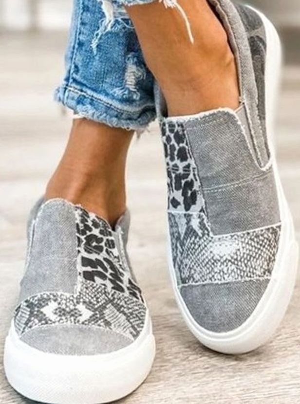 Pernille | Dame Slip-On Sneakers Med Low-Top Og Dyreprint