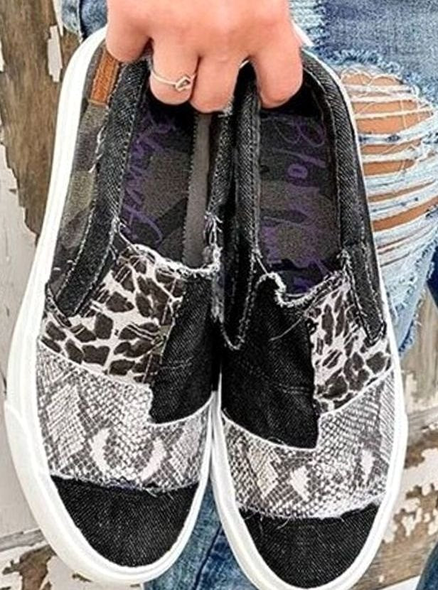 Pernille | Dame Slip-On Sneakers Med Low-Top Og Dyreprint