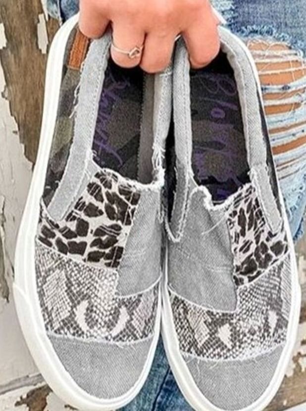 Pernille | Dame Slip-On Sneakers Med Low-Top Og Dyreprint
