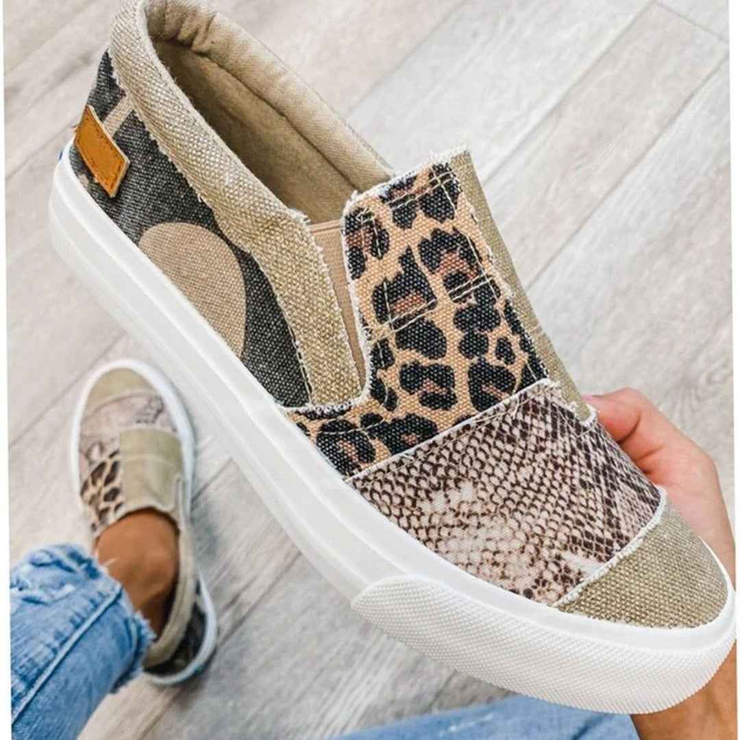 Pernille | Dame Slip-On Sneakers Med Low-Top Og Dyreprint