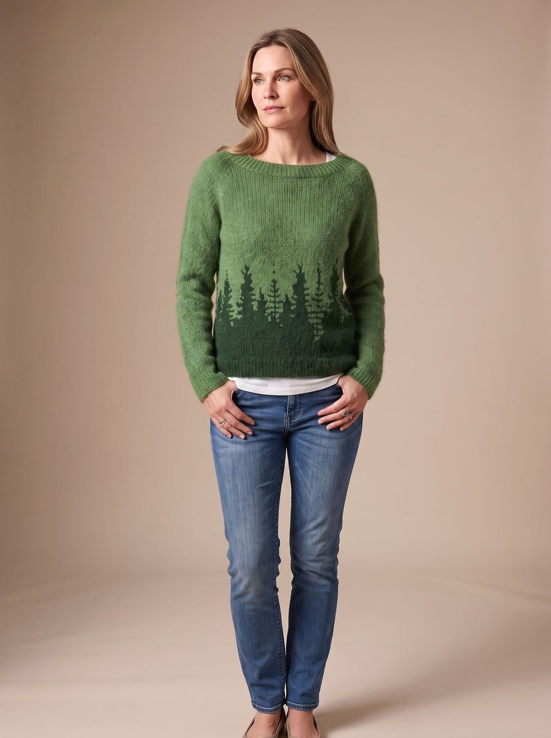 Ida | Dame Relaxed Fit Striktrøje Med Rundhals Og Fair Isle Mønster