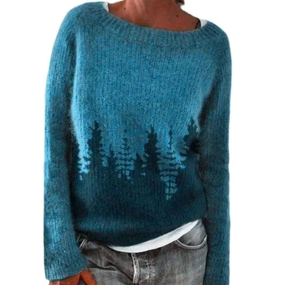 Ida | Dame Relaxed Fit Striktrøje Med Rundhals Og Fair Isle Mønster