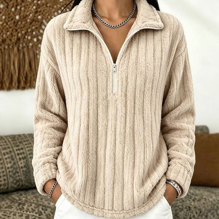 Inge | Dame Ribstrikket Half-Zip Sweatshirt
