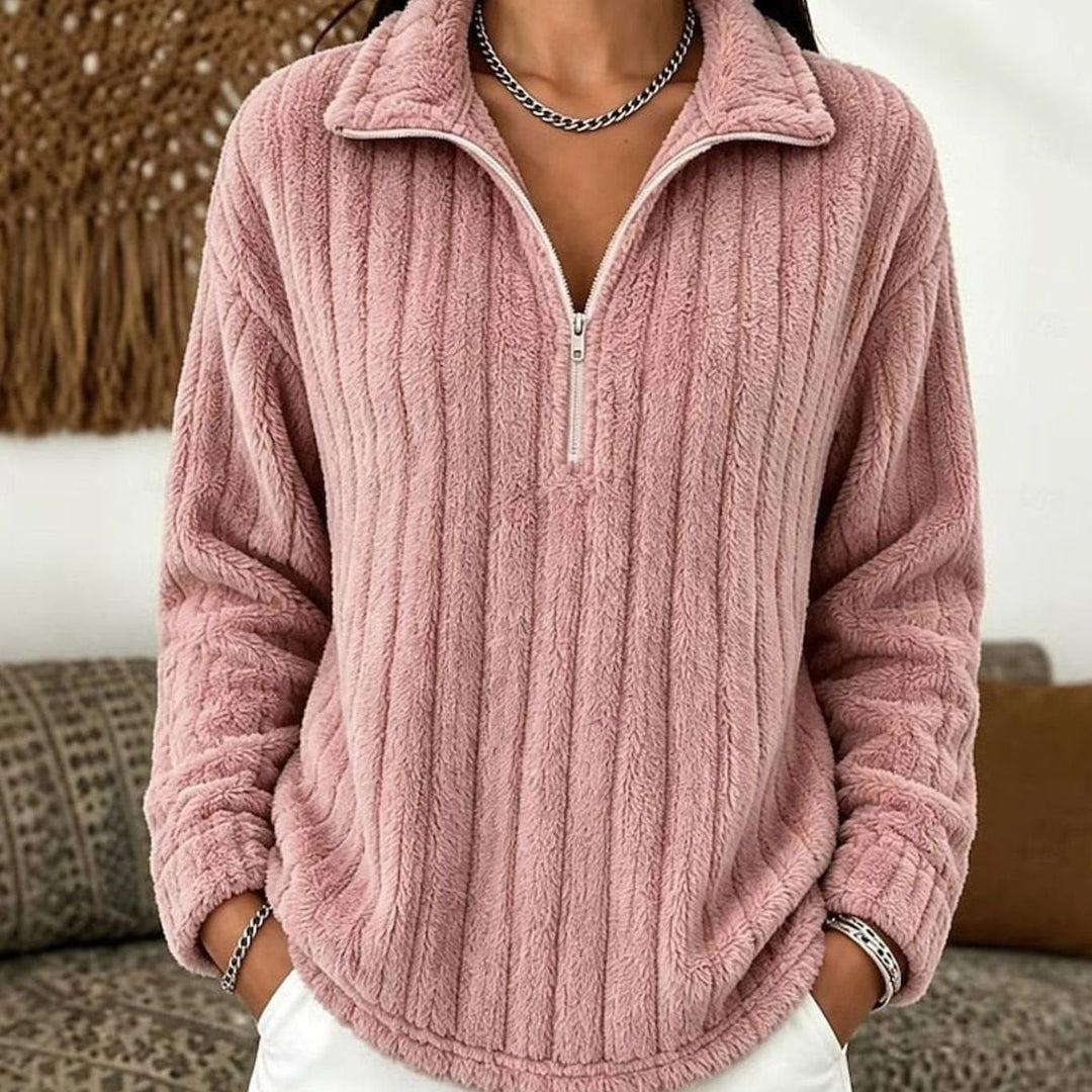 Inge | Dame Ribstrikket Half-Zip Sweatshirt