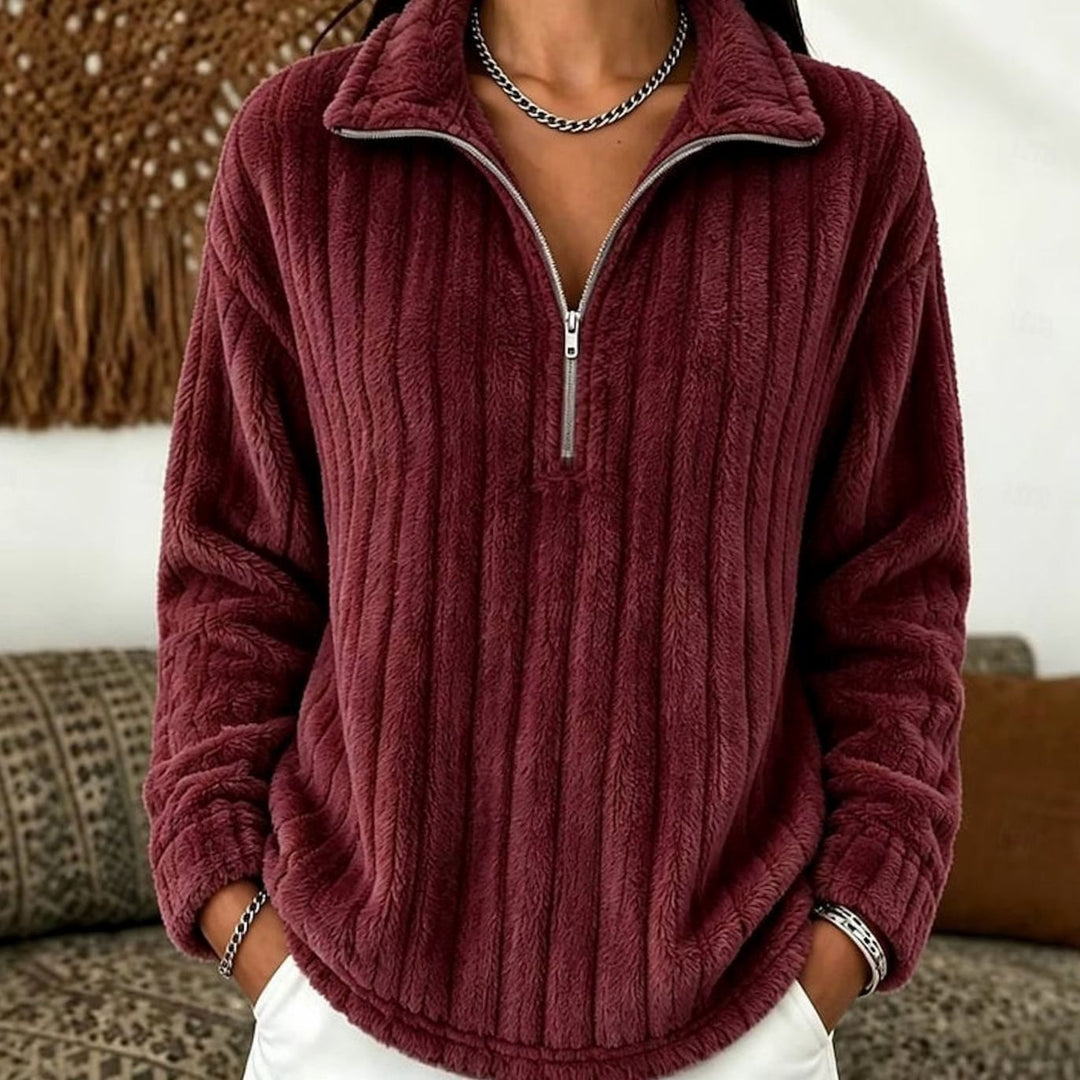 Inge | Dame Ribstrikket Half-Zip Sweatshirt