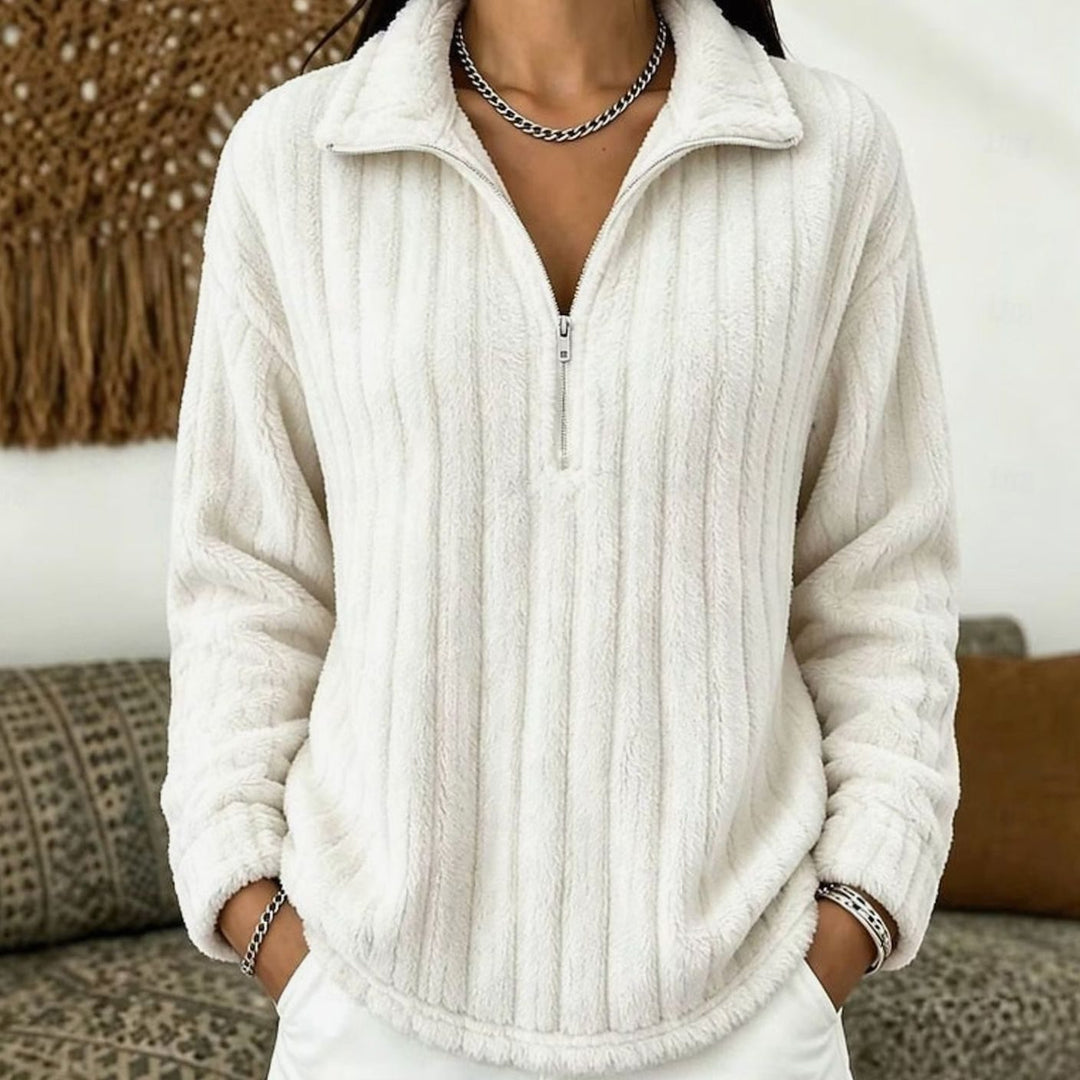 Inge | Dame Ribstrikket Half-Zip Sweatshirt